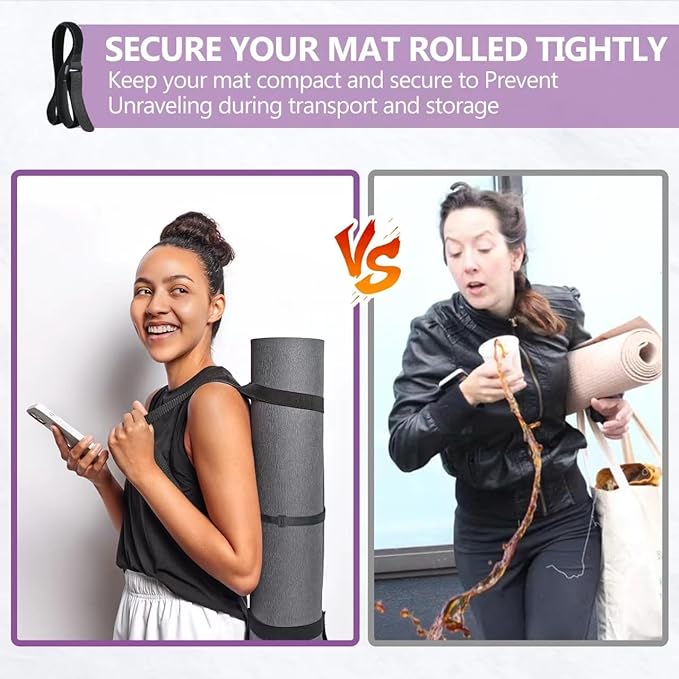 YOGAER Yoga Mat Carrier Strap, Adjustable Thick Straps Sling for Carrying Large Mats, Stretching Band