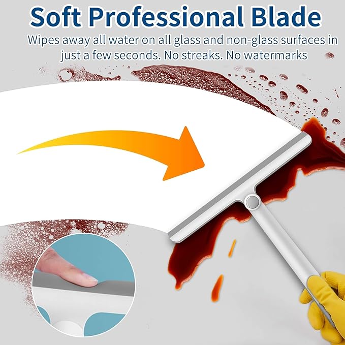 Window Squeegee, 2 Pack Shower Squeegee for Glass Doors Bathroom Mirror Windows Cars and Tile Walls, Silicone Plastic Squiggy Cleaner Tool 12 inch（4 Pack