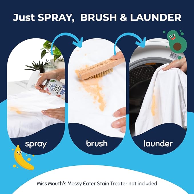 Miss Mouth’s Messy Eater Laundry Brush – Gentle Fabric Scrub Brush for Spot Cleaning, Pre-Treating Stains & Delicates