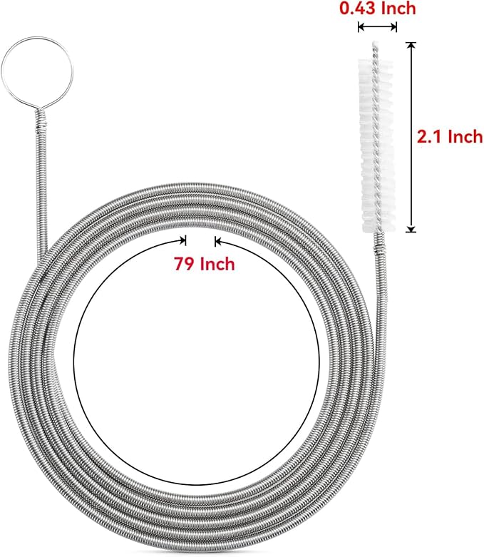 2PCS 79" Water Pipe Cleaning Kit, Long Pipe Cleaners & Wire Tube Brush, Rust Resistant Tube Cleaning Brush for Drain, Dishwasher, Tank