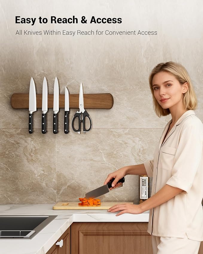 Magnetic Knife Holder for Wall, 18 Inch Wood Strong Magnetic Knife Strip, Housewarming Gifts for New Home, Kitchen Storage Space Savers, Farmhouse Kitchen Utensil Organizer Essentials