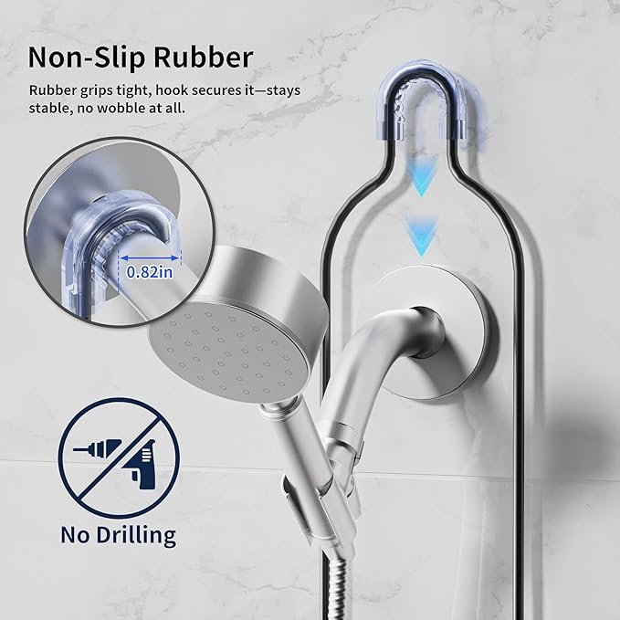 Daoun Shower Caddy Hanging with Door Hook - Split Design for Handheld Showerheads, Rustproof Over The Showerheads Bathroom Organizer with Hooks Soap and Toothbrush Holder, Bathroom Accessories Black