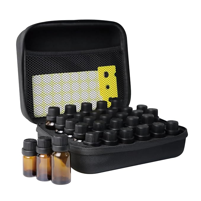 Essential Oil Storage Holder Organizer Carrying Case, 30 Bottles, Essential Oils Box for 5ml-15ml Bottle Travel Storage Organizer Bag with Labels & Bottle Opener for doTERRA & Young Living