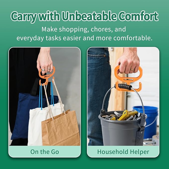 2-Pack Grocery Bag Carrier, Heavy Duty Grocery Bag Holder, Each Holds Up to 100lbs – Comfortable Grip for Carrying Shopping Bags, Grocery Bags, Buckets & More, Reusable & Easy to Carry