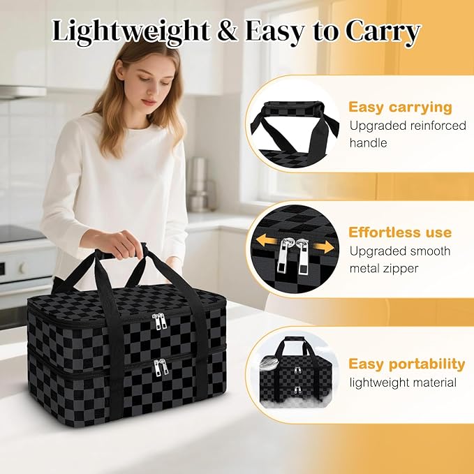 Coobiiya Insulated Casserole Carrier – Portable Tote for Hot or Cold Food, Warmer & Cooler Bag Lunch Bag, Fits 9" x 13" Baking Dish, Ideal for Potluck Parties