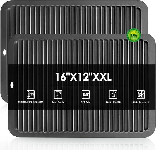 2 Pcs Silicone Trivets Black 16'' X 12'' Nonslip and Heat Resistant Hot Pads Trivets for Hot Pots and Pans Hot Pads for Kitchen(Black)