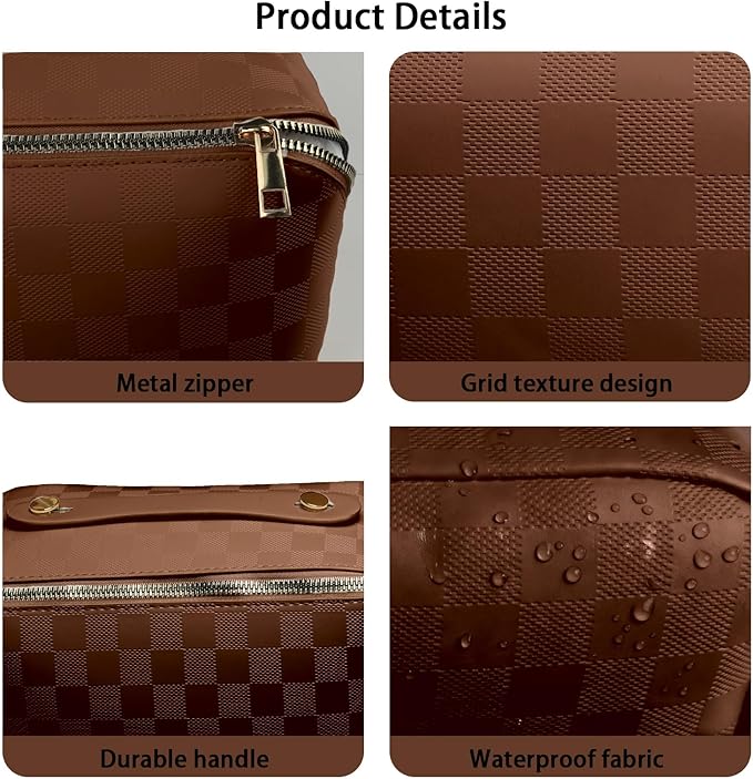 Travel Makeup Bag,Large Capacity Cosmetic Bags for Women,Waterproof Portable Pouch Open Flat Toiletry Bag Pattern Makeup Bag