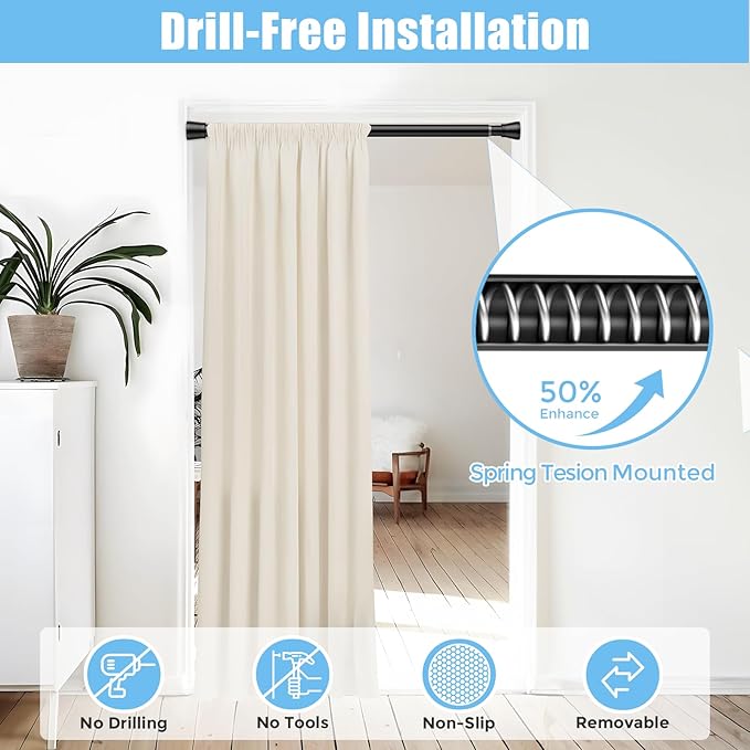 AIZESI Shower Curtain Rod 30-64 Inch Adjustable Curtain Rods Never Rust & Non-Slip, No Drilling, Short Shower Rods Spring Tension Curtain Rod for Window Bathroom Doorway Closet