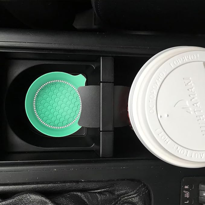 2 PCS Car Cup Coasters, Universal Cup Holder Coaster for Car Accessories, Bling CupHolders Insert for Women Non-Slip Silicone Car Cup Holder Coasters