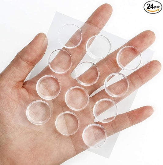 0.8" Wall Door Handle Stopper, 24PCS Clear Self Adhesive Wall Protector Rubber Door Bumpers, Solution for Stopping Damage from Doors Knobs, Shock Absorbent and Noise Reduction