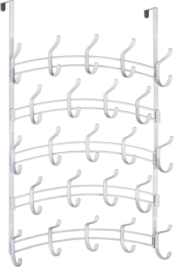 LYNK Professional® Home™ Over the Door Hooks - 46 Hook – Over the Door Coat Rack - Over the Door Hanger - Hanging Towels or Clothes - Bathroom, Bedroom, Laundry Room - Lifetime Ltd. Warranty, White