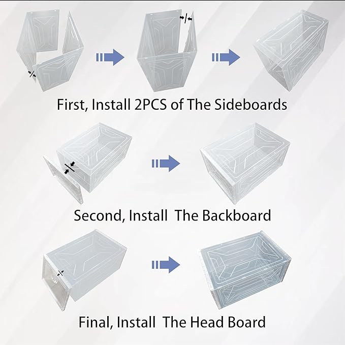 3-Pack Shoes Organizer Box, Clear Stackable Baseball Caps Holder with Secure Buckle-Door,Hat Rack Display Case,Durable and Hard PP Material Storage Box for Caps, Hats,Shoes and Accessories
