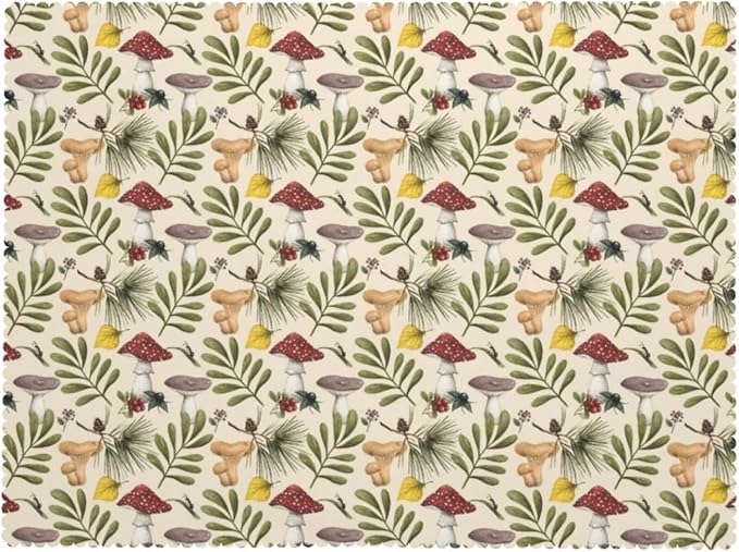 VIMPEYDON Forest Mushroom Table Cloth for Dining Tables, Reusable Herb Botanical Tablecloths Kitchen Plant Green Leaves Tabletop Decoration Rectangle Table Cover for Holiday,Party,Picnic, 54x72 Inch