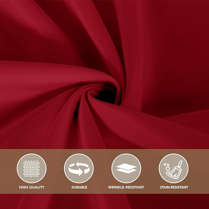 sancua Christmas Red Round Tablecloth 132 Inch Diameter, 6 Pack - Circle Polyester Fabric Table Cloth for Wedding Party Reception Banquet Birthday, Washable Formal Table Cover (Fit 54-96 Inch Tables)
