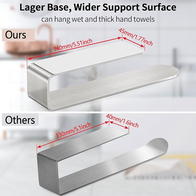 Adhesive Towel Holder, 8 Inch Self Adhesive Hand Towel Racks Bar Stick on Wall for Bathroom, Kitchen Cabinet, RV, Brushed Nickel