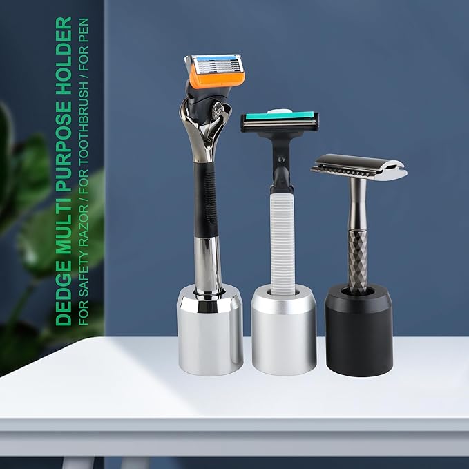 DEDGE Safety Razor Stand Matte Silver-Razor Holder Stand-Double Edge Safety Razor Stand-Shaver Holder for Bathroom Accessory-Opening Dimension is 1.7cm/0.67"