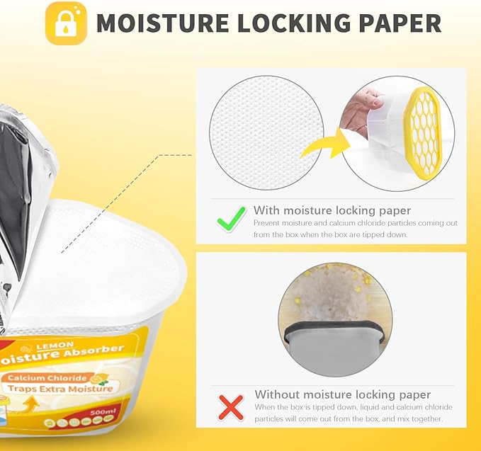 Vacplus Moisture Absorbers 6 Pack, Portable Humidity Absorber Boxes for Your Bathroom, Closet & Car, Dehumidifier with Lemon Fragrance, 10.5 Oz