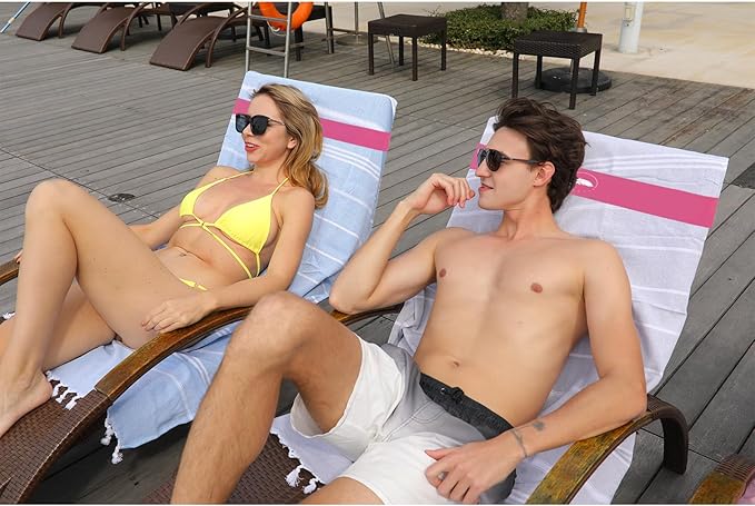 Towel Bands (6 Pack) - Stretch Beach Towel Clips for Beach Cruise Pool Chairs, Lounge Towel Holder Elastic, Cruise Ship Essentials (Pink)