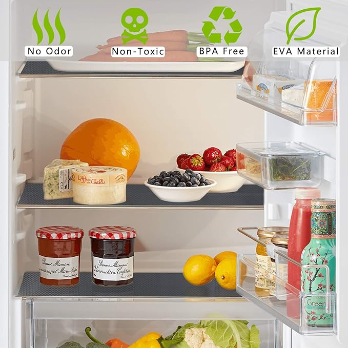 HooTown Shelf Liner Kitchen Cabinet Drawer Mats 11.8 Inch Wide x 32.8 Feet Long, Non Adhesive EVA Plastic Washable Waterproof Pad Protectors for Pantry Closet, Cupboard, Grey