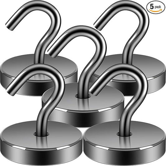 Neosmuk Magnetic Hooks, Cruise Ship Essentials, 130lb+ Heavy Duty Magnetic Hooks for Cruise Cabins, Refrigerator, Grill, Hanging, and Travel | Extra Strong Must-Haves Magnet Hook,Silver