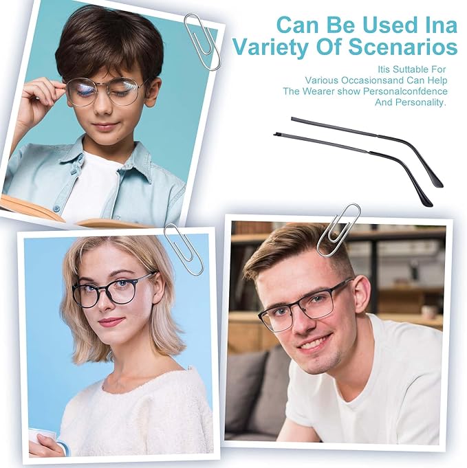 1 Pair Metal Glasses Arm Replacement, Universal Eyeglasses Repair Kit with Screws and Glasses Legs Replacement, Eye Glasses Tightening Kit Include Screws, Washers, Screwdrivers