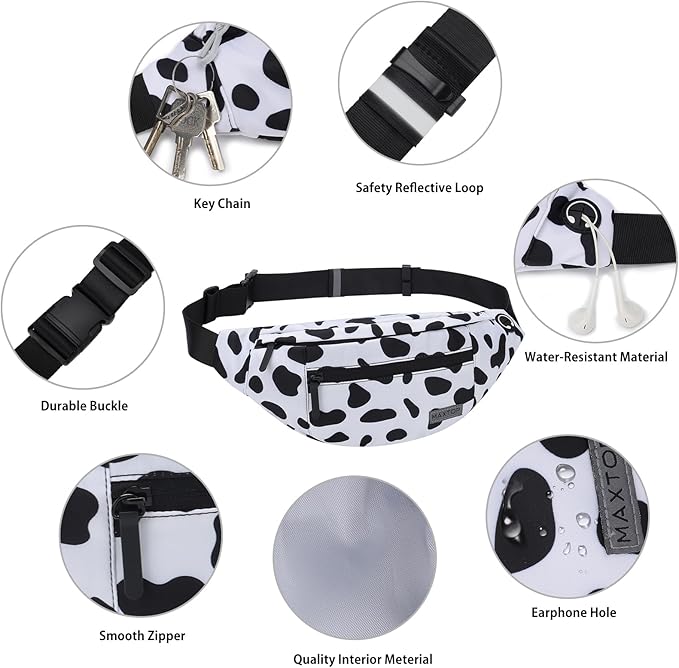 MAXTOP Large Crossbody Fanny Pack with 4-Zipper Pockets, Gifts for Enjoy Sports, Festival, Workout, Traveling, Running, Casual, Hands-Free Wallets, Waist Pack, Phone Bag, Carrying All Phones
