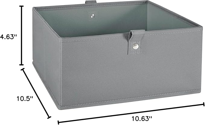 RiverRidge Kids 6pc Folding Storage Bins Set - 10.5”W x 5”H Fabric Boxes with Handles for Closet Organizers & Storage - Gray Cube Storage Organizer for Toys, Clothes & Crafts - Fits RiverRidge Shelves