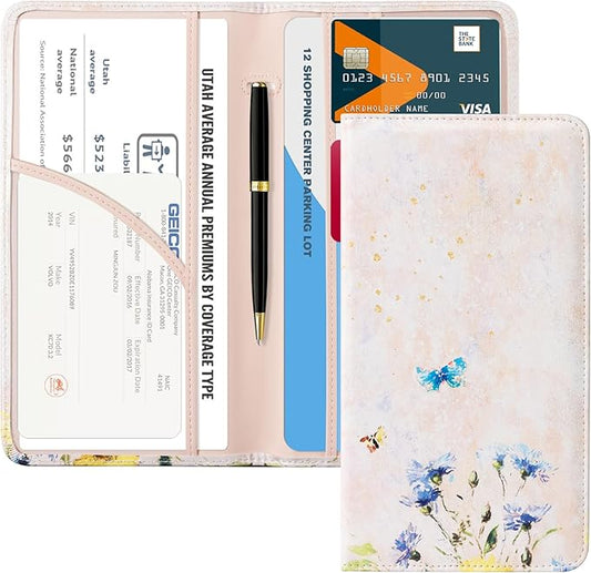 CoBak Car Registration and Insurance Holder - Vehicle Glove Box Car Organizer,Auto Truck Comparment Accessories Case with Magnetic Closure for Essential Document,Driver License,Cards