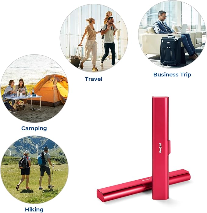 Aluminum Toothbrush Travel Case, Portable Travel Toothbrush Holder, Durable Manual Toothbrush Box Container for Traveling, Bathroom, Camping, Business Trip-Red