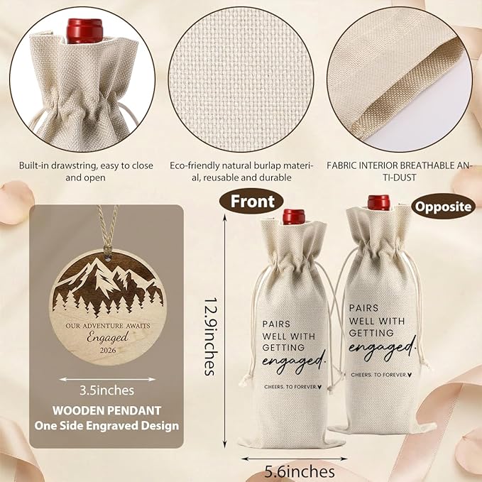 Engaged Gifts Engagement Gifts for Couples Her, Engagement Party Decorations for Women Couple Bride Our Adventure Awaits Engaged Wine Bag Acrylic Ornament 2026