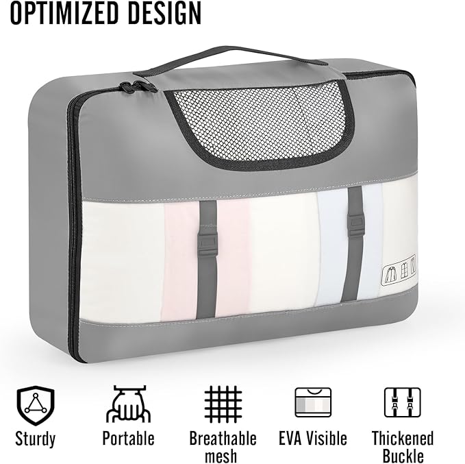 Veken 10 Set Packing Cubes for Travel Essential, Suitcase Organizer Bags in 4 Sizes, Carry-On Luggage Accessories with Large Laundry & Hanging Toiletry Bag, Must-Have for Airplane, Road Trip & Camping