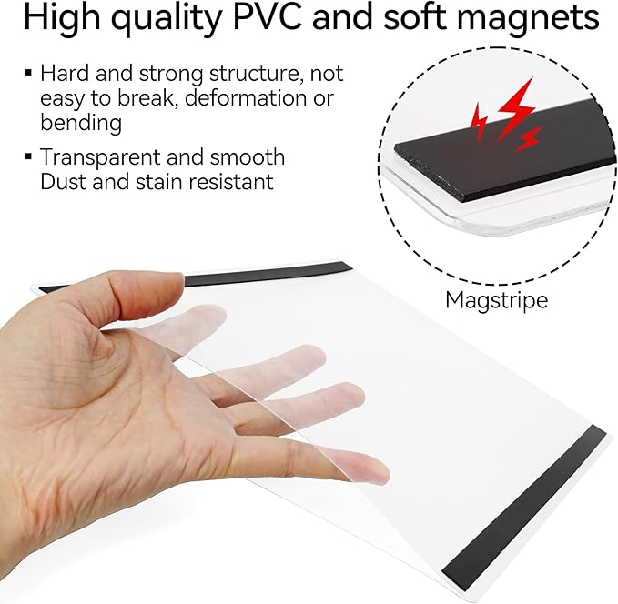 10 Pcs 8.5'' x 11'' Rigid Magnetic Sign Holders - Clear Plastic Document Frames with Magnet Borders for Letter Size Posters - Perfect for Home, Office, and Store Displays