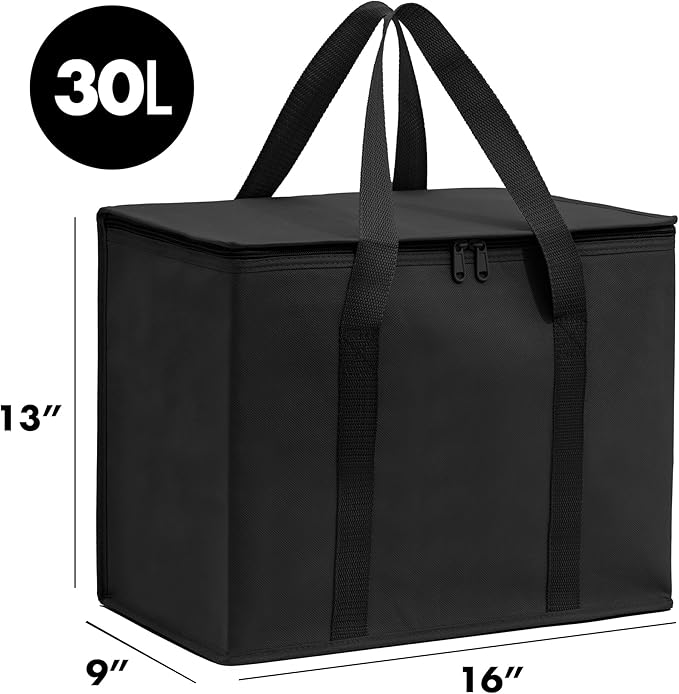 Carrywell Insulated Reusable Grocery Bags, Catering and Delivery Bag For Hot and Cold Food, Collapsible Thermal Tote For Doordash, Not-Made In China
