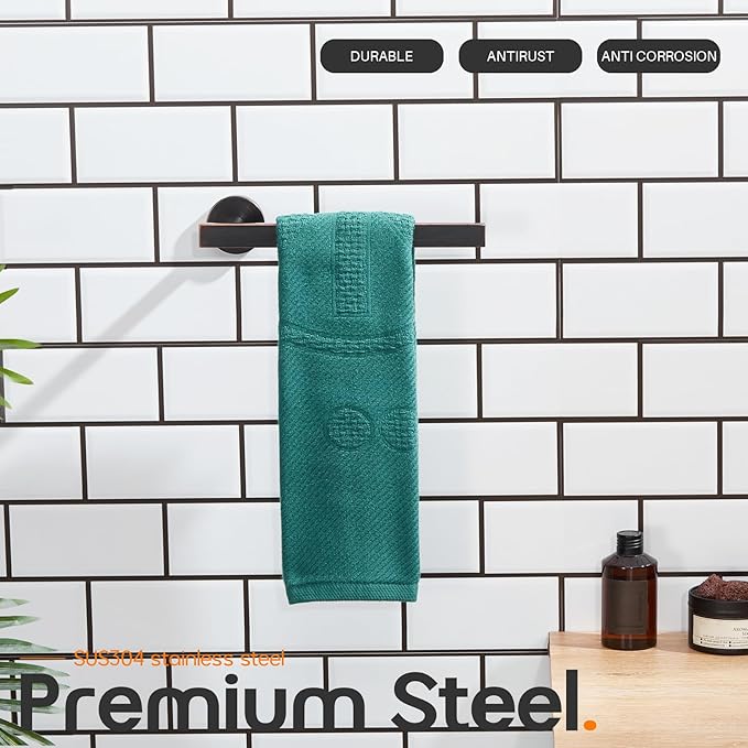 AONEON Bath Towel Rings Bathroom Towel Holder Modern Small Hand Towel Bars Stainless Steel Wall Mounted Oil Rubbed Bronze AN3001ORB