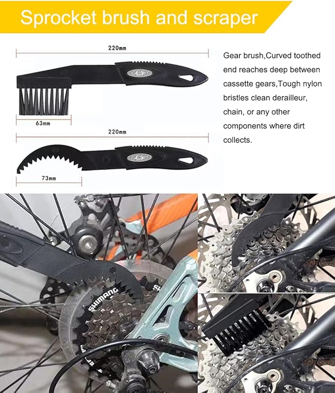 Bike Cleaning Kit - Complete Bicycle Maintenance Set with Degreaser, Lubricant, Chain Scrubber & Brushes for Mountain, Road, MTB, E-bikes