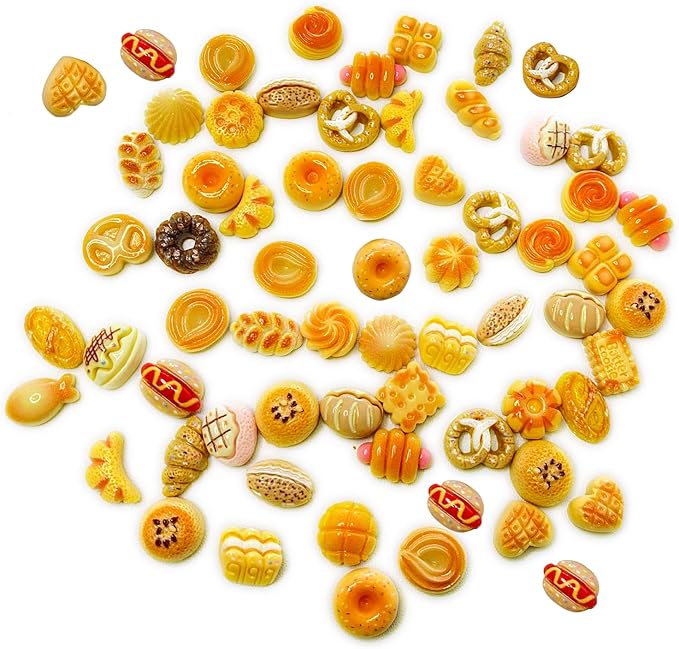 100 PCS Mini Bread for Dollhouse Miniatures Mini Food for Crafts Tiny Resin Things for Dollhouse Mini Kitchen Micro Landscaping Decoration