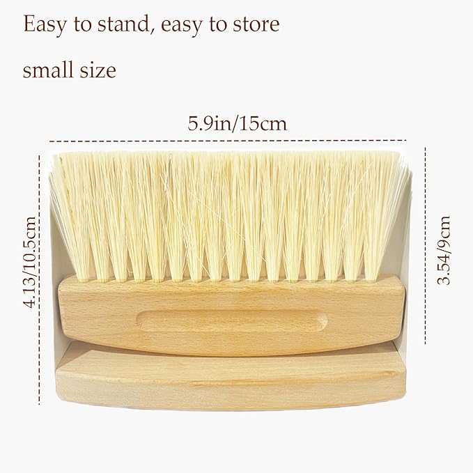 BSMstone Mini Broom and Dustpan Set Small Metal Dustpan and Brush Set Hand Whisk Broom for Home Office Desktop Sofa Pet Care Household Cleaning (sisal Hemp bristles, White)