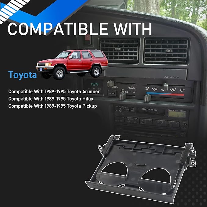 Instrument Panel Center Cup Holder Compatible with 1989-1995 Toyota 4runner Hilux Pickup Dash Mounted Dual Pull Out Replaces 55620-89103 55620 89103 5562089103