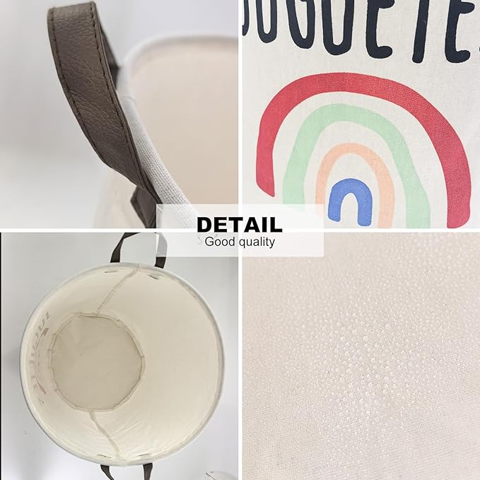 Mziart Kids Laundry Basket for Girls Boys, Cute Baby Laundry Hamper Waterproof Collapsible Large Storage Basket Nursery Toy Bin Home Decor Gift Baskets for Bathroom Bedroom 19.7 Inch (Rainbow)