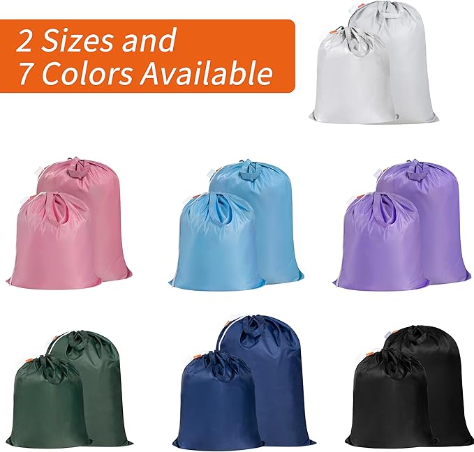 Polecasa Heavy Duty Large Laundry Bag with 130gsm Tear Resistant Fabric and Handles, Easy to Carry Durable Dirty Clothes Drawstring Bag, Perfect for College Dorm, Travel, 2 Pack 28”x36”, Pink