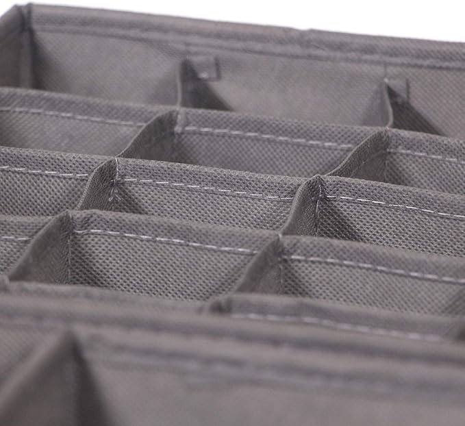 DIOMMELL 4 Pack Foldable Cloth Storage Box Closet Dresser Drawer Organizer Fabric Baskets Bins Containers Divider for Clothes Underwear Socks Lingerie Clothing, M Grey 40-0000