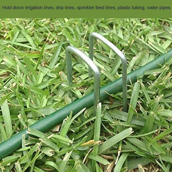 AAGUT 100 Pack 12 Inch Garden Stakes Heavy Duty 11 Gauge Galvanized Steel Landscape Staples Fence Ground Stake Sod Pins Yard Stakes Tent Anchors for Dog Fencing, Chicken Wire