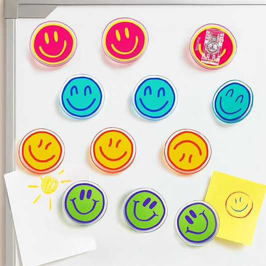 Nuvretk 12 Pack Magnetic Clips for Fridge and Whiteboard – Cute Colorful Bag Sealers, Cheerful Chip Holders for Snack Bags, Food Storage, Kitchen, Home, and Office Use
