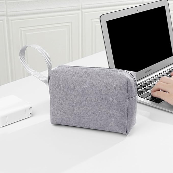 Waterproof Cosmetic Bag for Women | Soft Travel Makeup & Toiletry Organizer, Large Portable Storage for Makeup Products, Tissues, Electronics, USB Cables| Nylon, Durable & Stylish (Large-Grey)