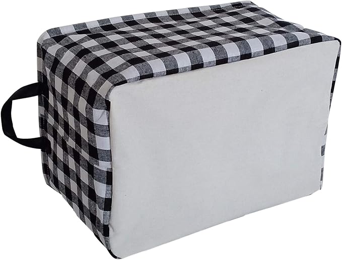 KUNRO Rectang Storage Basket Gift Shelf Basket Storage Bin, Nursery Basket Organizer Box for With Handles for Room Deco(Black grid)