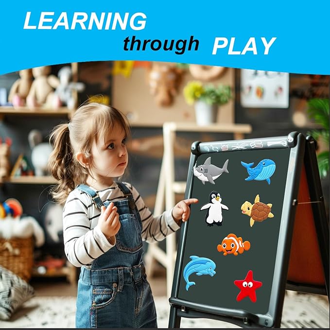 Toddler Fridge Magnets for Kids - Kid Refrigerator Magnets for Toddlers - Ocean Animal Magnets for Fridge - Toddler Magnets for Refrigerator - Big Magnetic Animals - Educational Magnet for Whiteboard