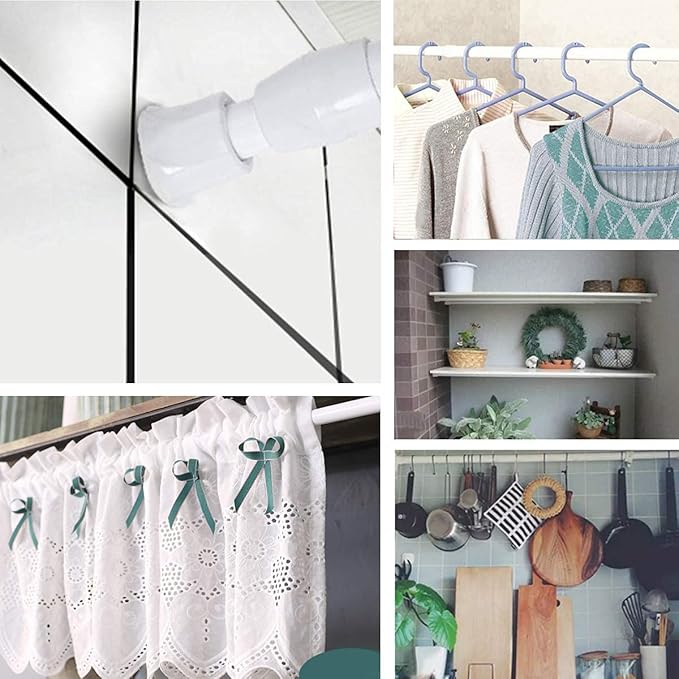 2 Pack Small Tension Rods 10 in to 15.7 Curtain Rods Window Rods in Extendable Width Spring Cupboard Bars for Kitchen Utensils, Closet, and Cabinet, Fit in The Spaces to Stay Up