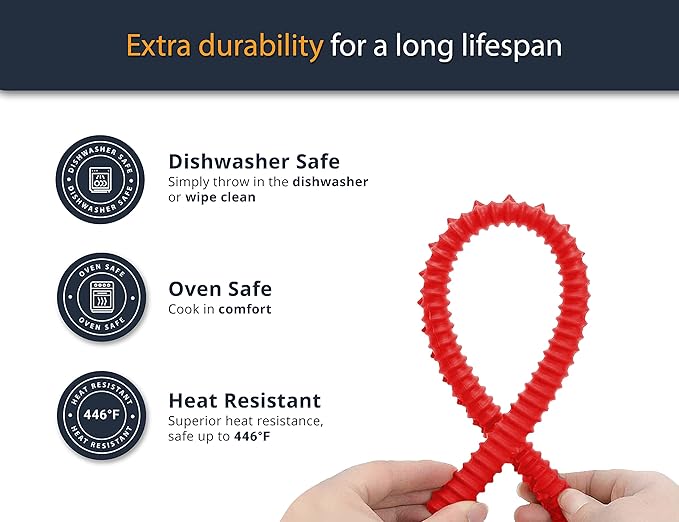 Silicone Oven Guards for Racks by Linda’s Essentials (3 Pack) - Heat-Resistant Rack Protectors Shield, Prevents Burns & Scars, Easy to Fit Design, Must-Have Kitchen Safety 14 Inches Long (Red)