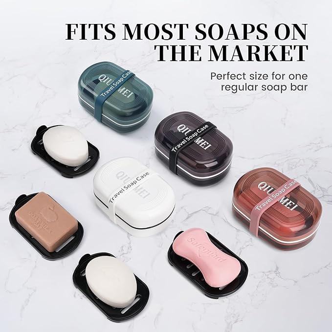 Travel Soap Box,soap Bar Holder Dish Container Case with Soap Bag & Silicone Band,Strong Sealing Leak Proof Portable,Best for Bathroom/Camping/Gym/Business Trip (White)