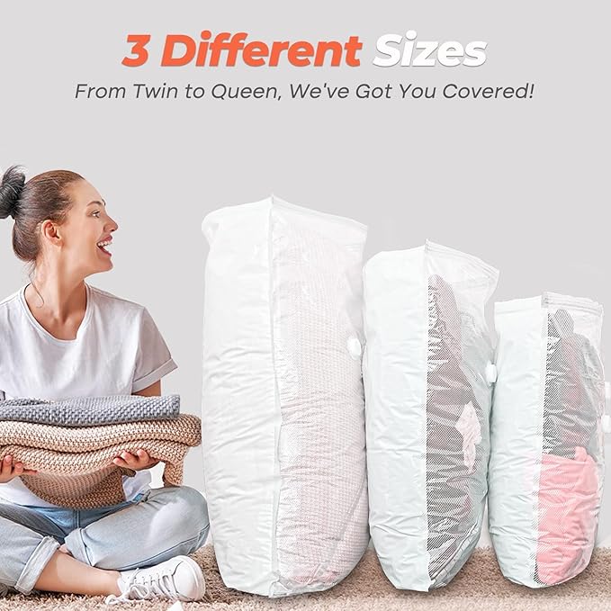 Vacbird Travel Vacuum Seal Bags, 8 Pack 34" Vacuum Storage Bags with Rechargeable Cordless Pump, Compression Packing for Clothing, Clothes, Blanket, Bedding, Space Saver for Suitcase, Luggage